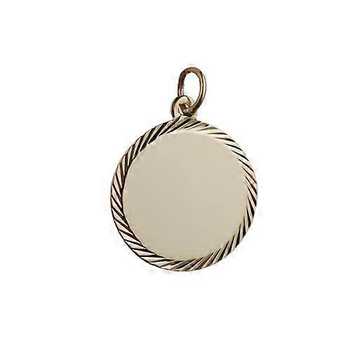 9ct Gold 19mm diamond cut edge round Disc