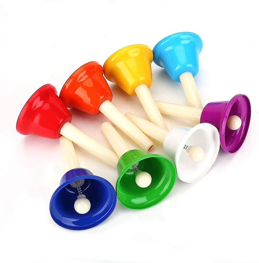 8 תווים פעמון יד מתכת צבעוני ילדים פעמוני יד סט כלי נגינה צעצוע לילדים ילדים מוסיקה חינוכית כיתה8pcsmulticolor