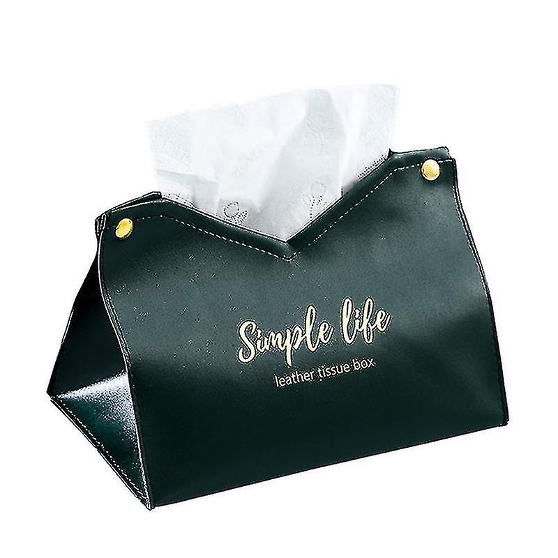 Pu Leather Tissue Box Case Retro Tissue Container Green