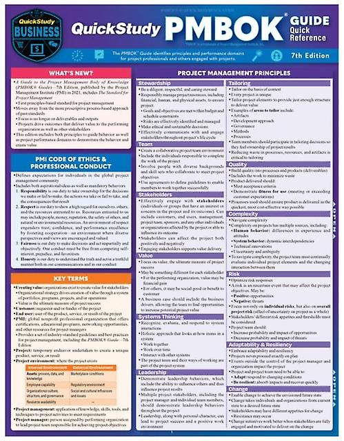 Quickstudy Pmbok Quick Reference Guide - Inc. BarCharts - Reference works - Barcharts, Inc - Foldout book or chart