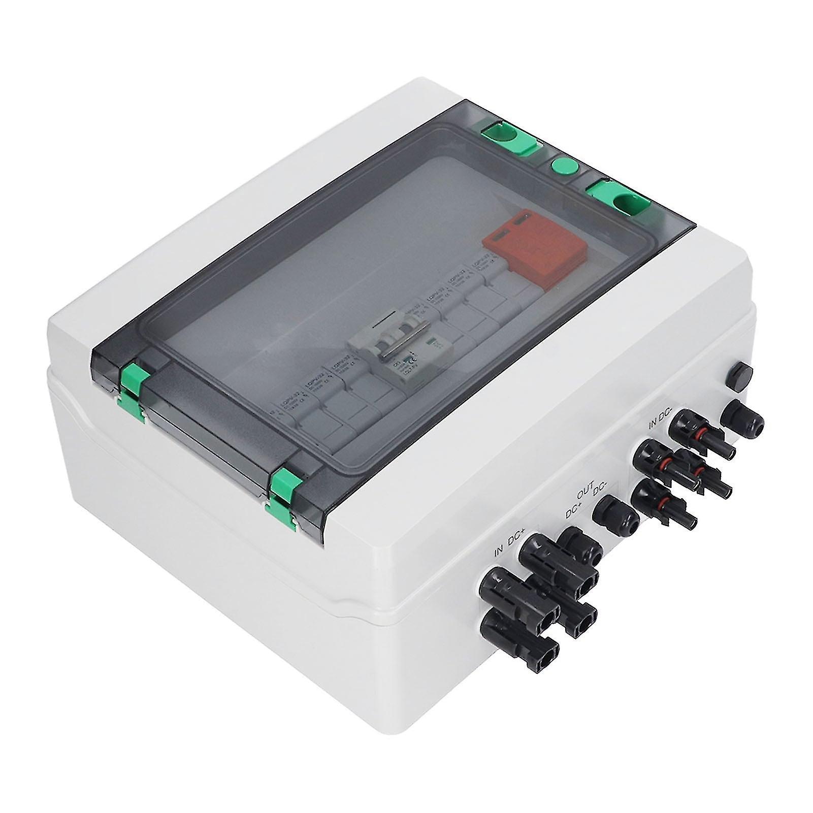 Dc500v Pv Combiner Box 4 Strings Waterproof Solar Combiner Box With 15a Fuse 63a Surge Arrester