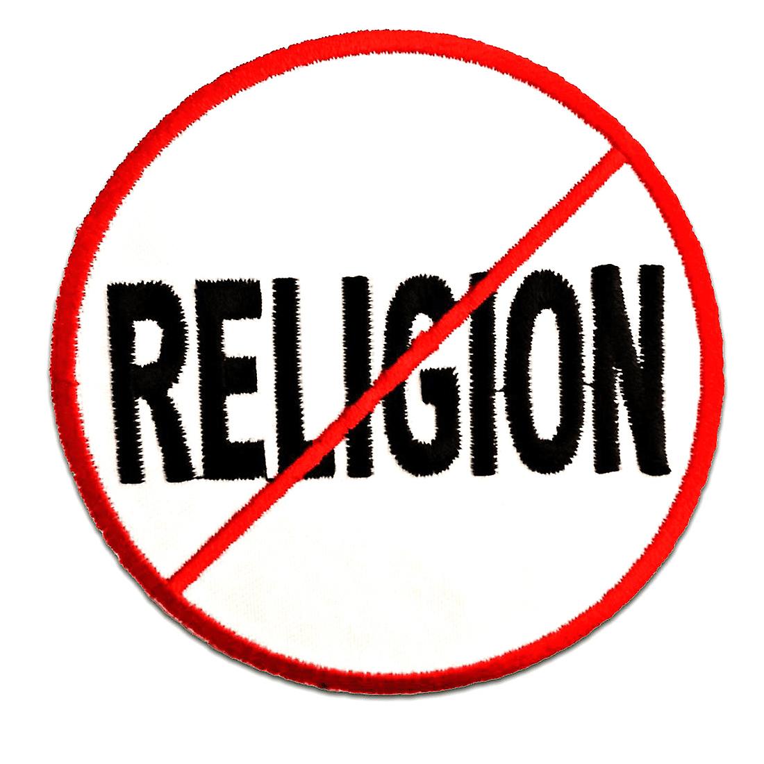 Patch / Iron-on Patch - Anti Religion Atheism - White - Ø8,5 Appliques Patch