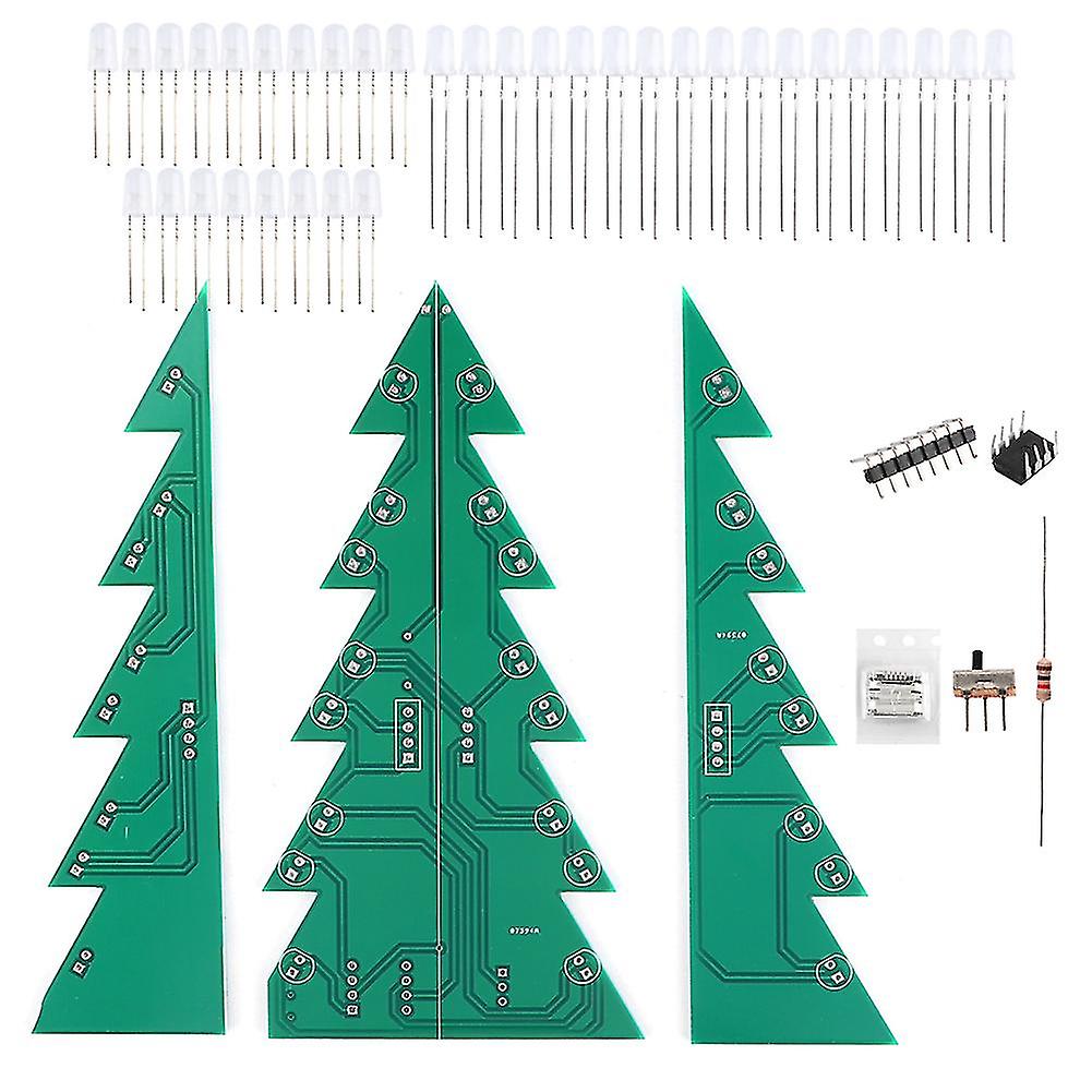 Christmas Tree Electronic Kit 3‑Dimensional Printed Circuit Board Module Christmas Tree LED DIY Kit with 3 Light Color