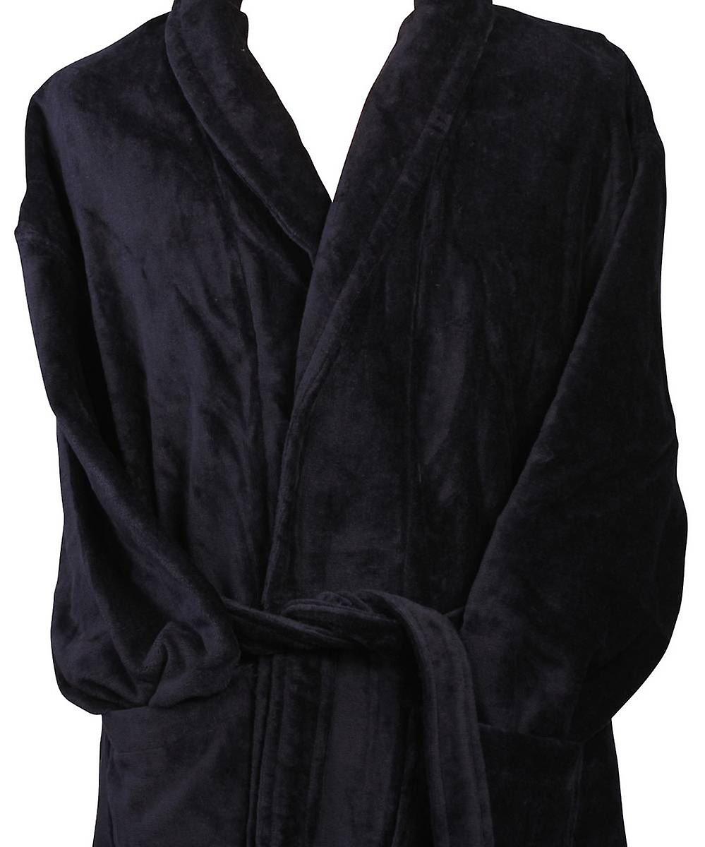 Bown of London Baron Cotton Velour Dressing Gown - Navy