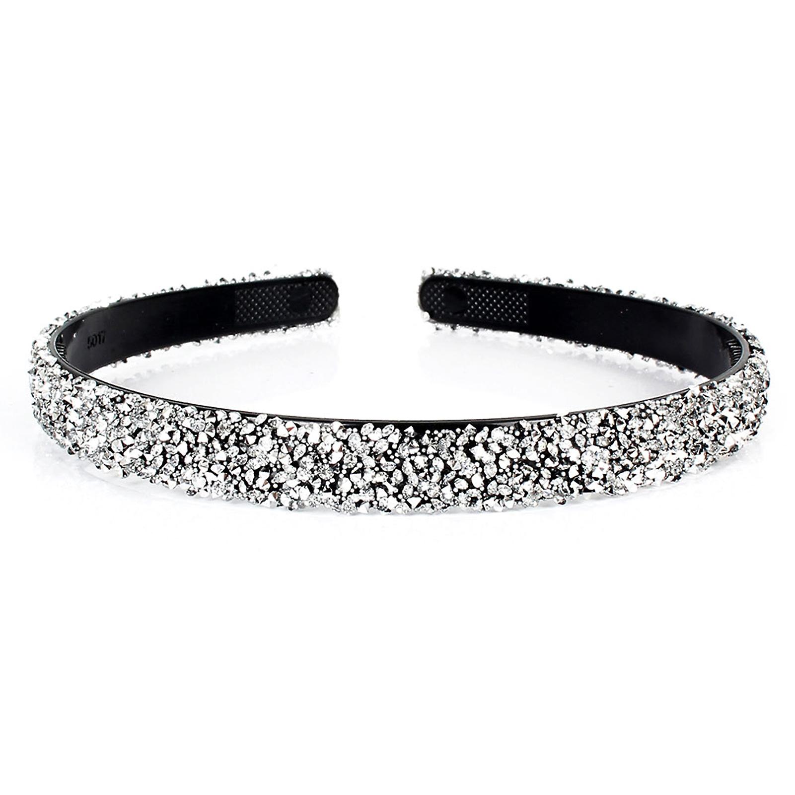 Hair Hoop Smooth Edge Vintage Style Round Shape Shiny Rhinestone High Elasticity Hair Band Headgear 
