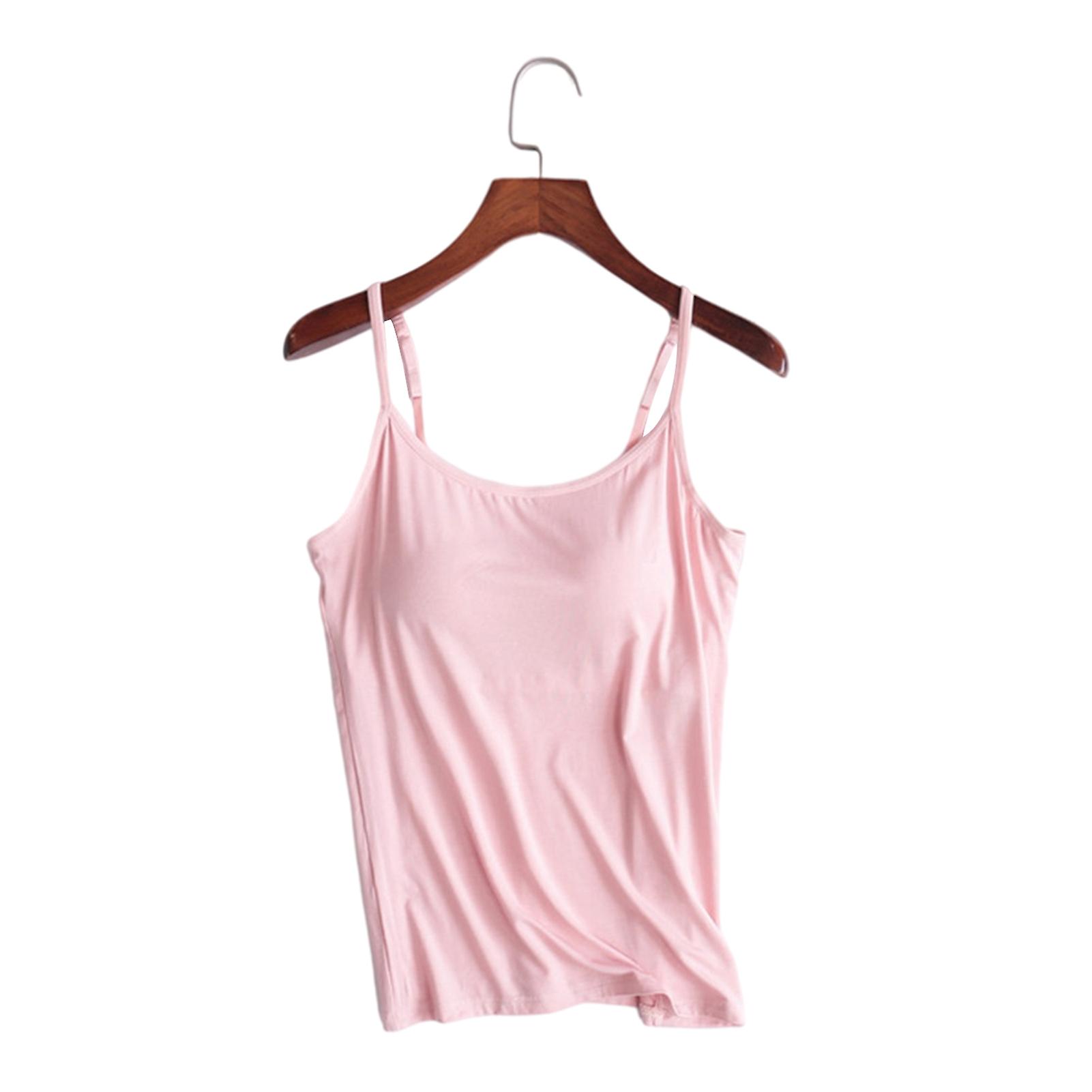 Women's Camisole Tops with Built in Bra Neck Vest Padded Slim Fit Tank Tops