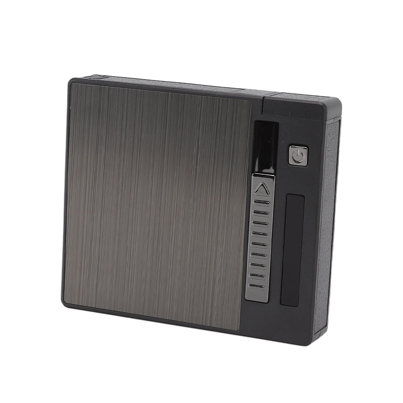 Cigarettes Case Box Automatic Ejection Holder with Dual Arc Lighter USB Rechargeable Power Display Windproof for 10 Cigarettes 