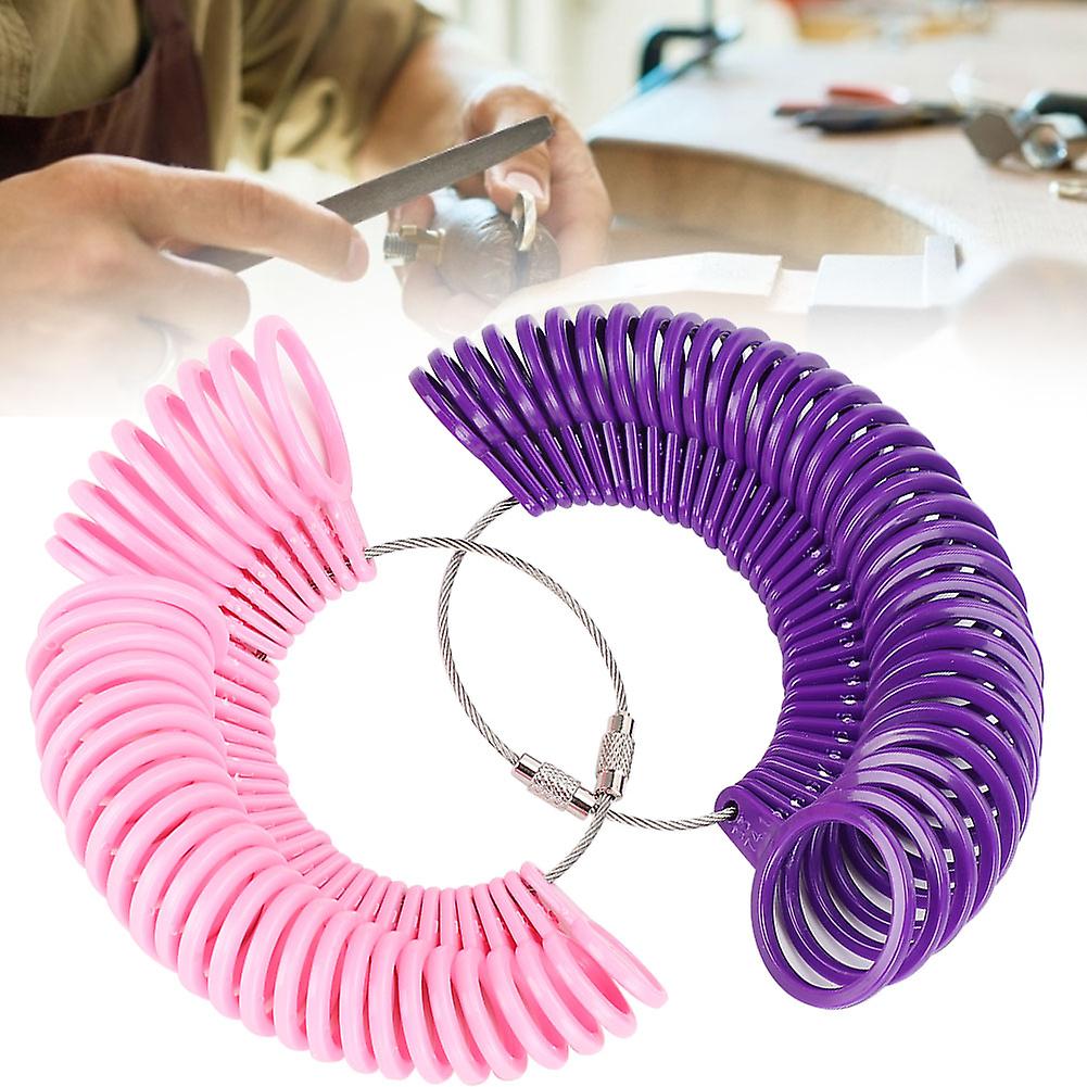 4pcs Adjustable Ring Sizer Tool Metal Plastic Pink Purple Set