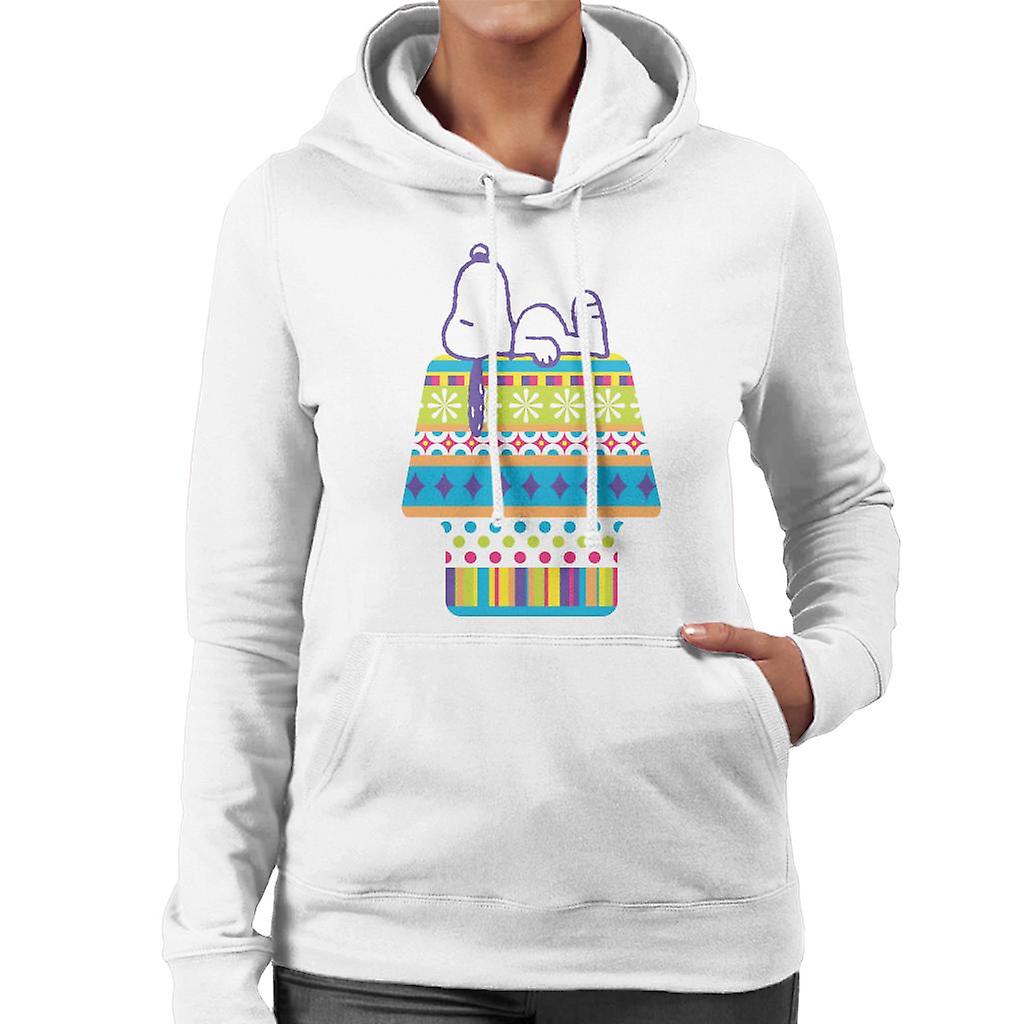 Peanuts Snoopy Lying On Colourful Kennel Women's Hooded Sweatshirt