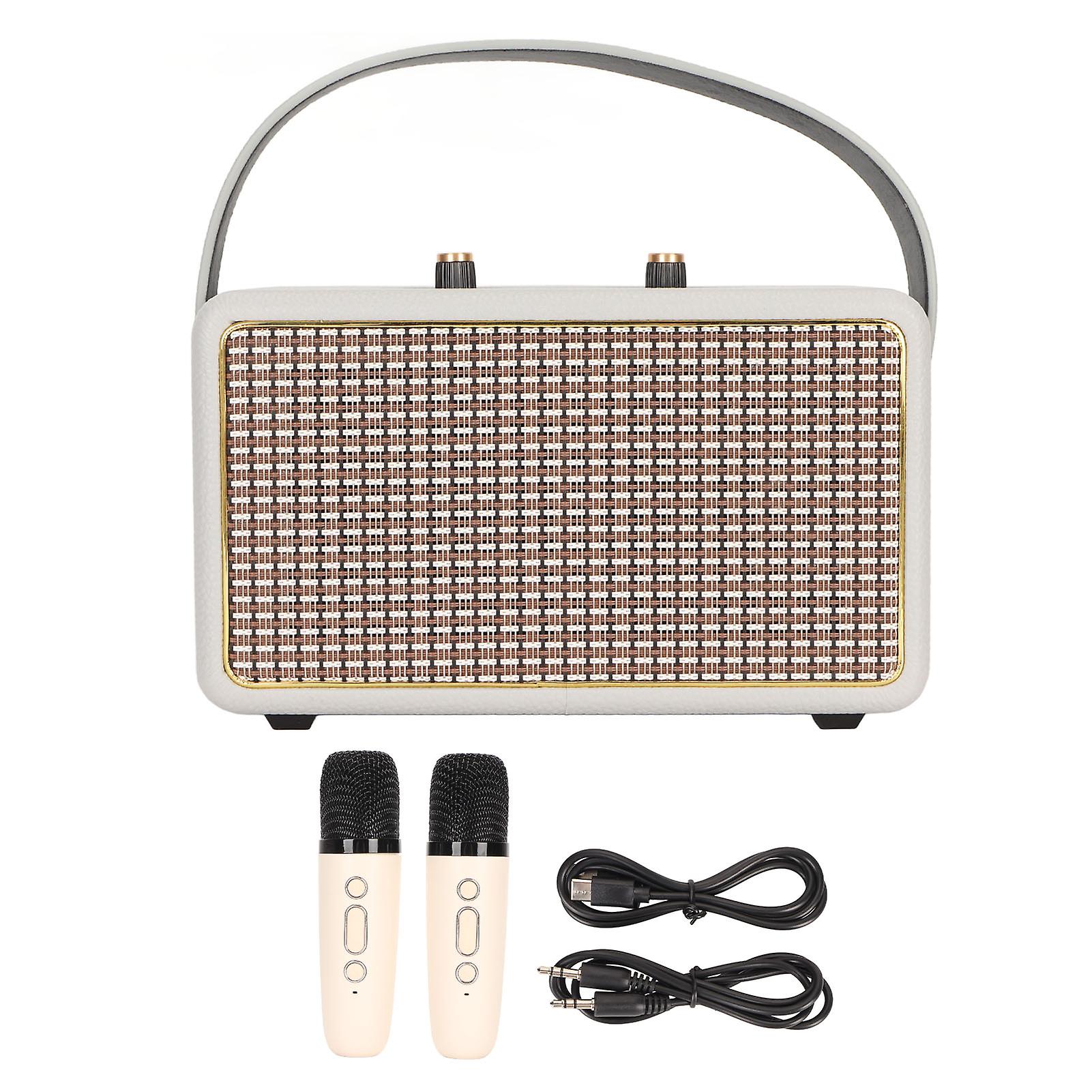 Portable Bluetooth Karaoke Machine with 2 Wireless Mics, HD Sound, USB/AUX/FM Support