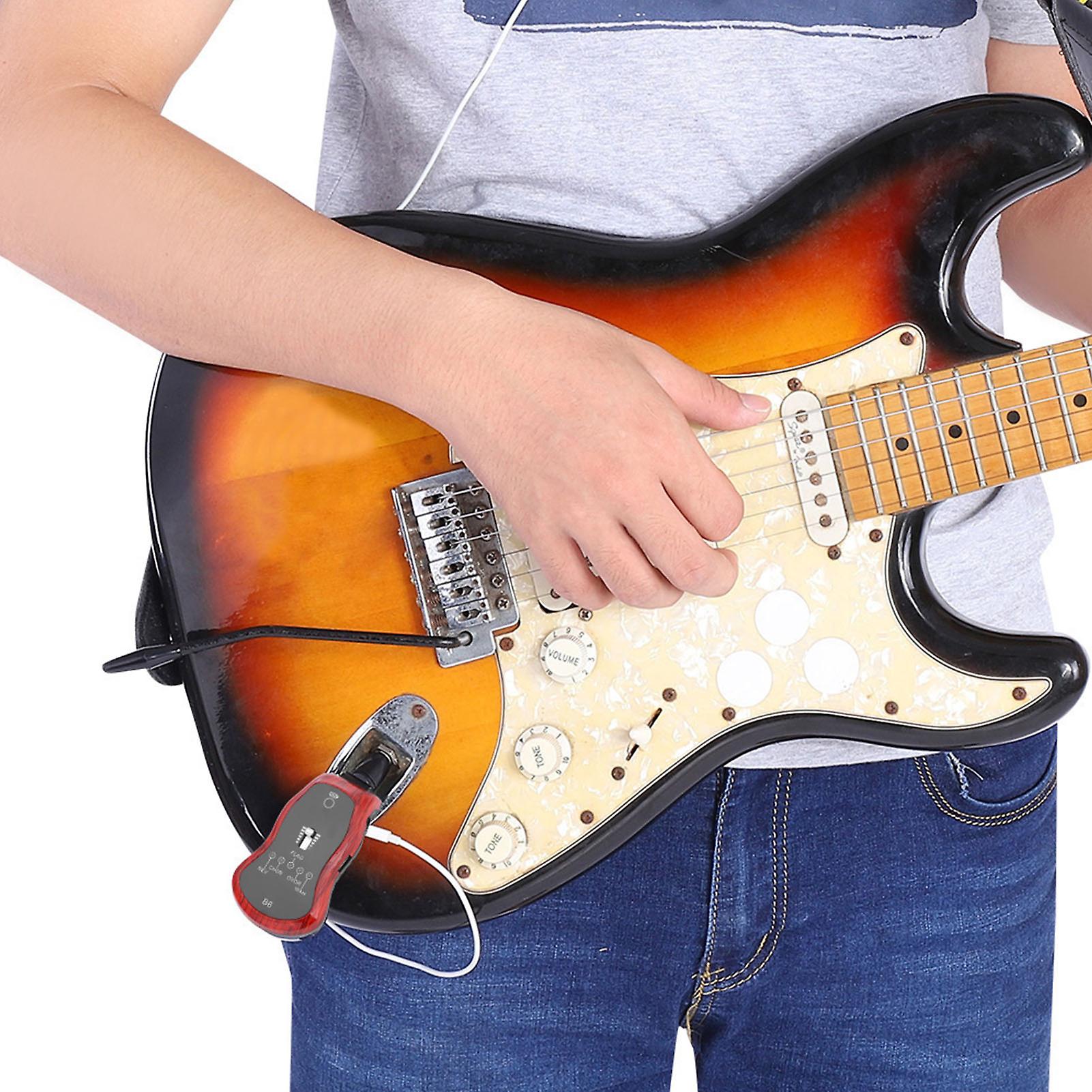 Portable Bluetooth Guitar Effector 5 Modes Wood Grain 12.5x4.5cm