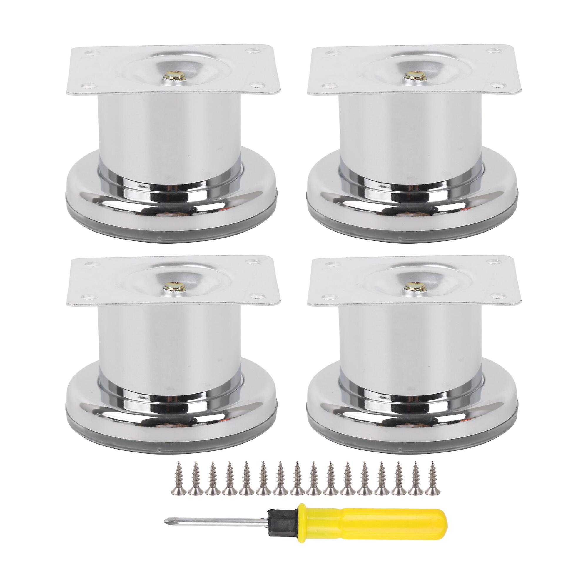 4 Pcs Silver Adjustable Cold Rolled Steel Table Feet 1.97Inch x 1.97Inch Kit