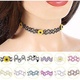 24 Stck Elastische Halskette, Stretch Tattoo Choker Kette Regenbogen  Armband Vintage Gummi Tattoo Halskette Henna Choker | Fruugo DE