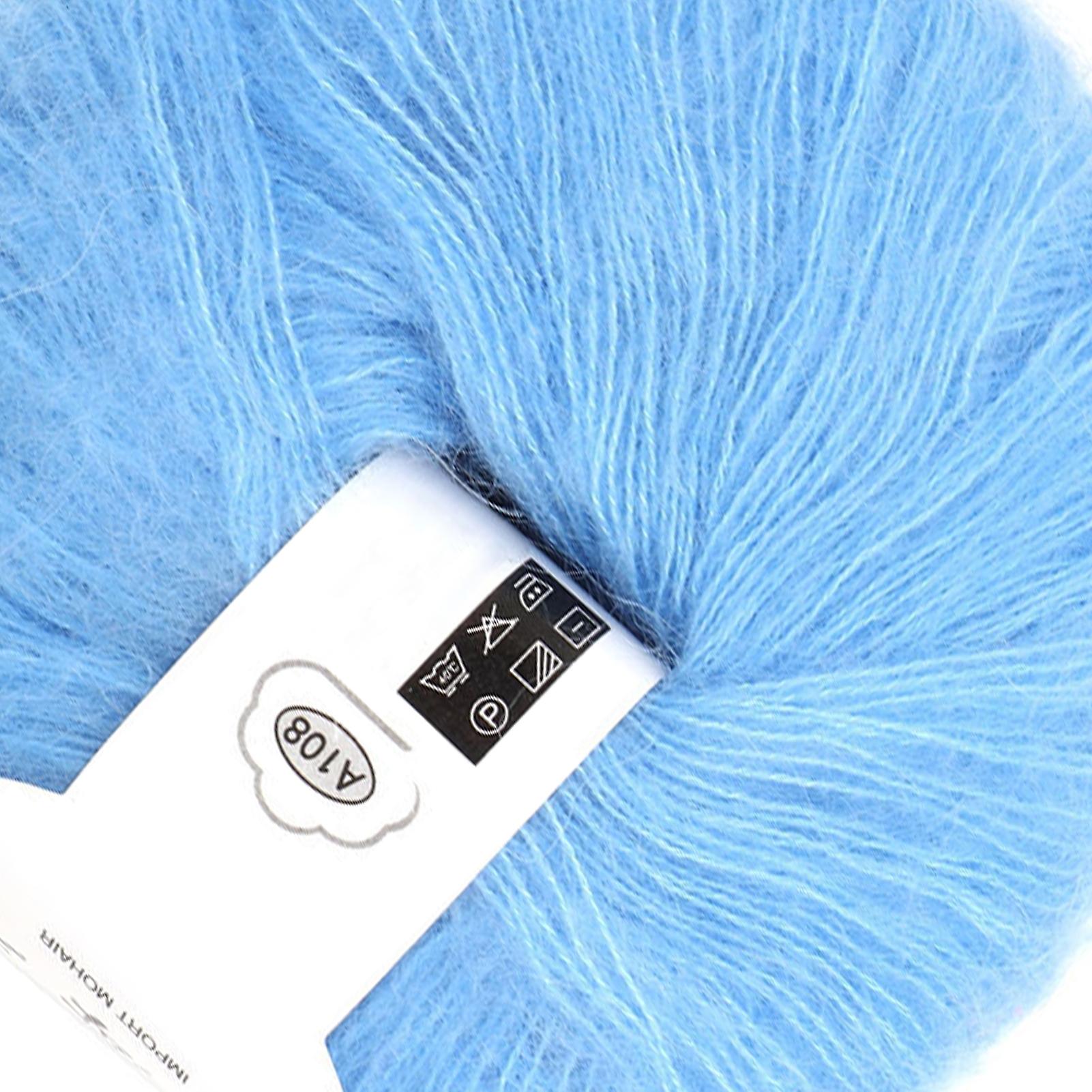 Popular Soft Mohair Pashm Knit Angora Long Wool Yarn Hot (light blue)