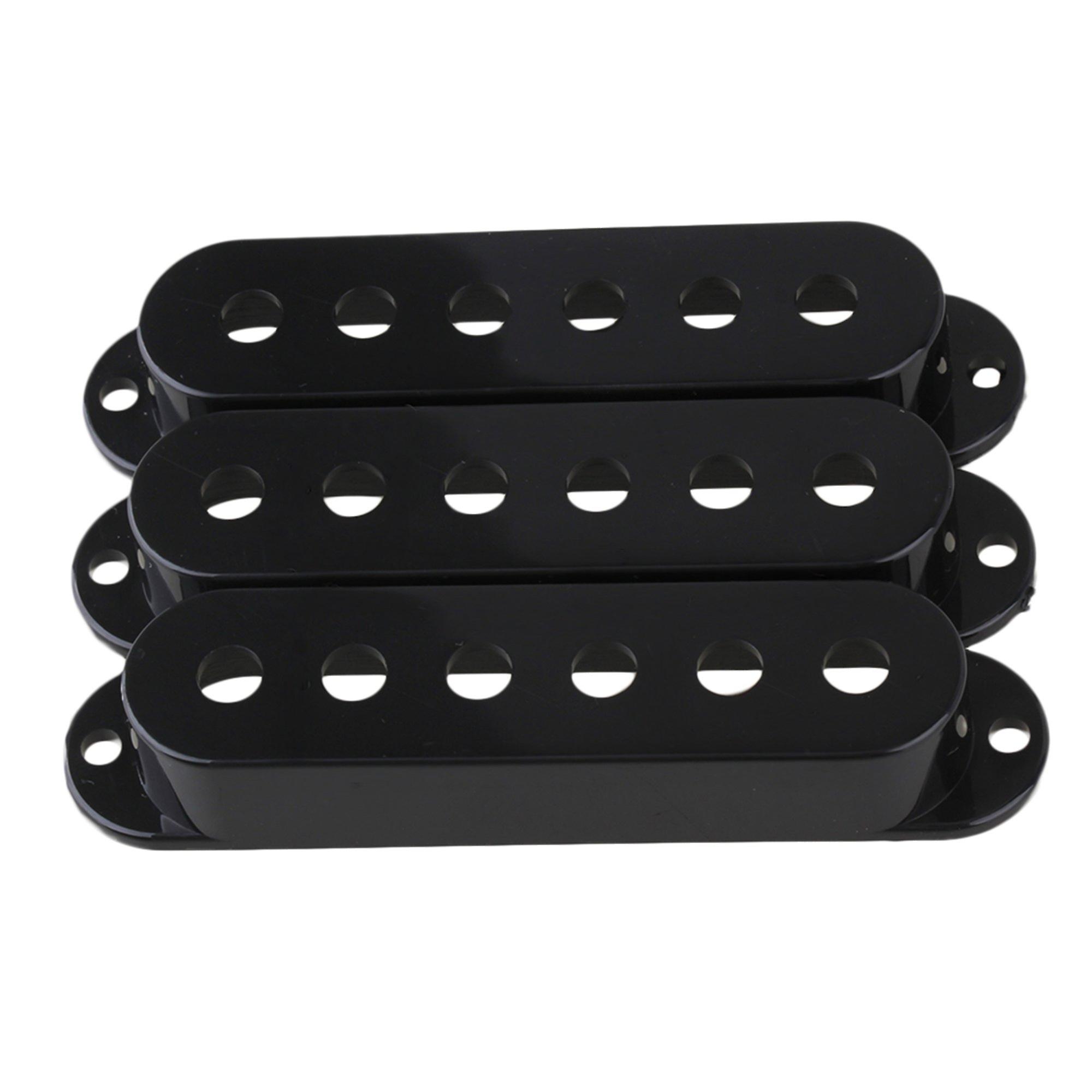 3 x SINGLE COIL PICKUP COVERS FOR GUITAR BLACK