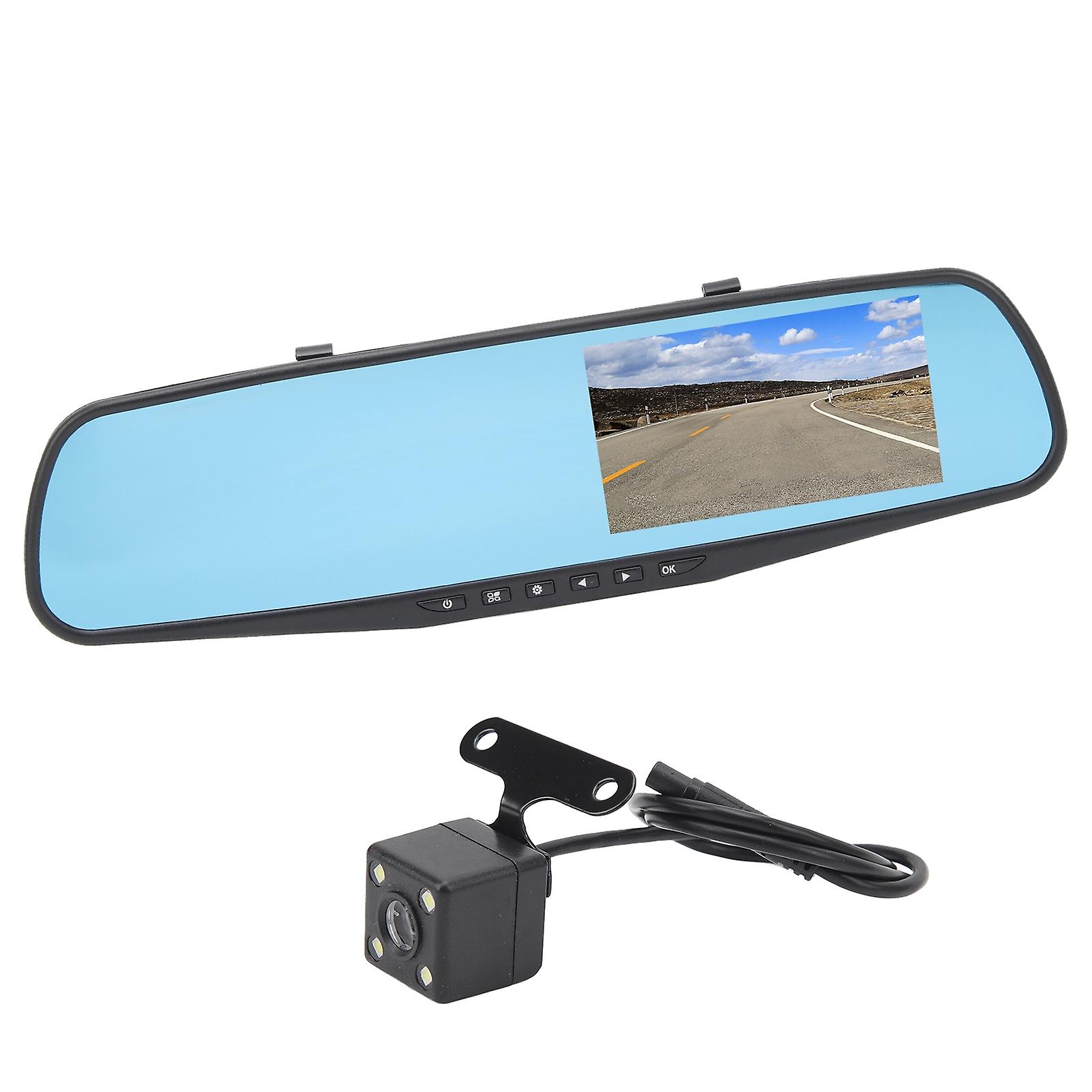 4.3 Inch Mirror Dash Cam 1080P HD Dual Lens Anti Glare Parking Monitor Smart Rearview Mirror Camera With Memory Card 32g 