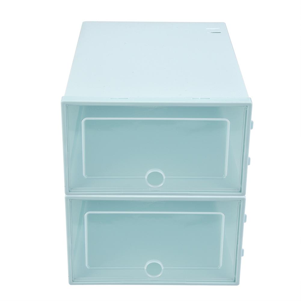 2 Pcs Clear Plastic Shoe Storage Tidy Organizer Box (Blue)