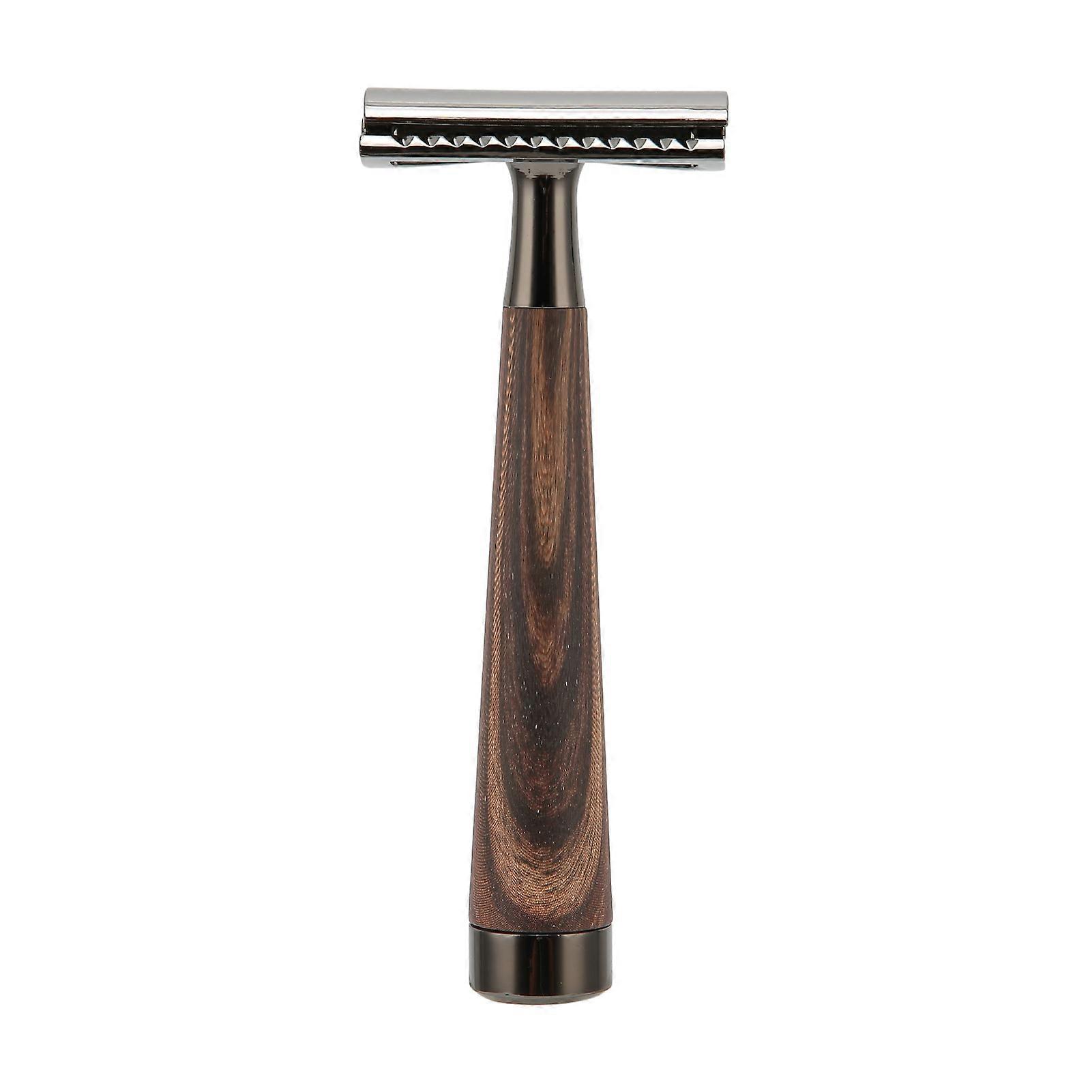 Double Edge Safety Razor Zinc Alloy Manual Safety Razor Reusable Men Manual Shaver With Wood Handle