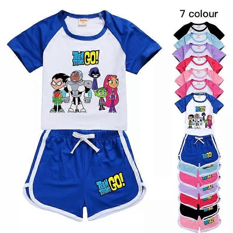הטיטאנים הצעירים החדשים יוצאים לדרך! מכנסיים קצרים לילדים סט חולצות טריקו בגדי טרקלין של PJ'S אימונית תלבושות