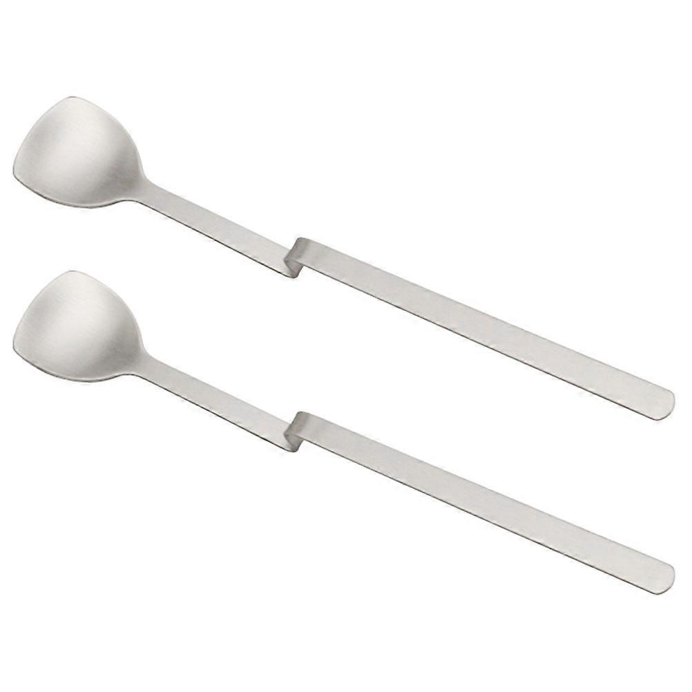 2Pcs Multi-function Spoons Cold Drink Spoons Novelty Curved Handle Dessert Spoons
