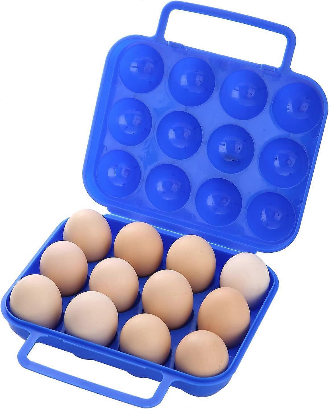 Egg Carriers with Handle, 12 Eggs Shockproof Container for Camping Travel, Portable Eggs Storage Case for Outdoor Hiking, Plastic Eggs Protective Box 