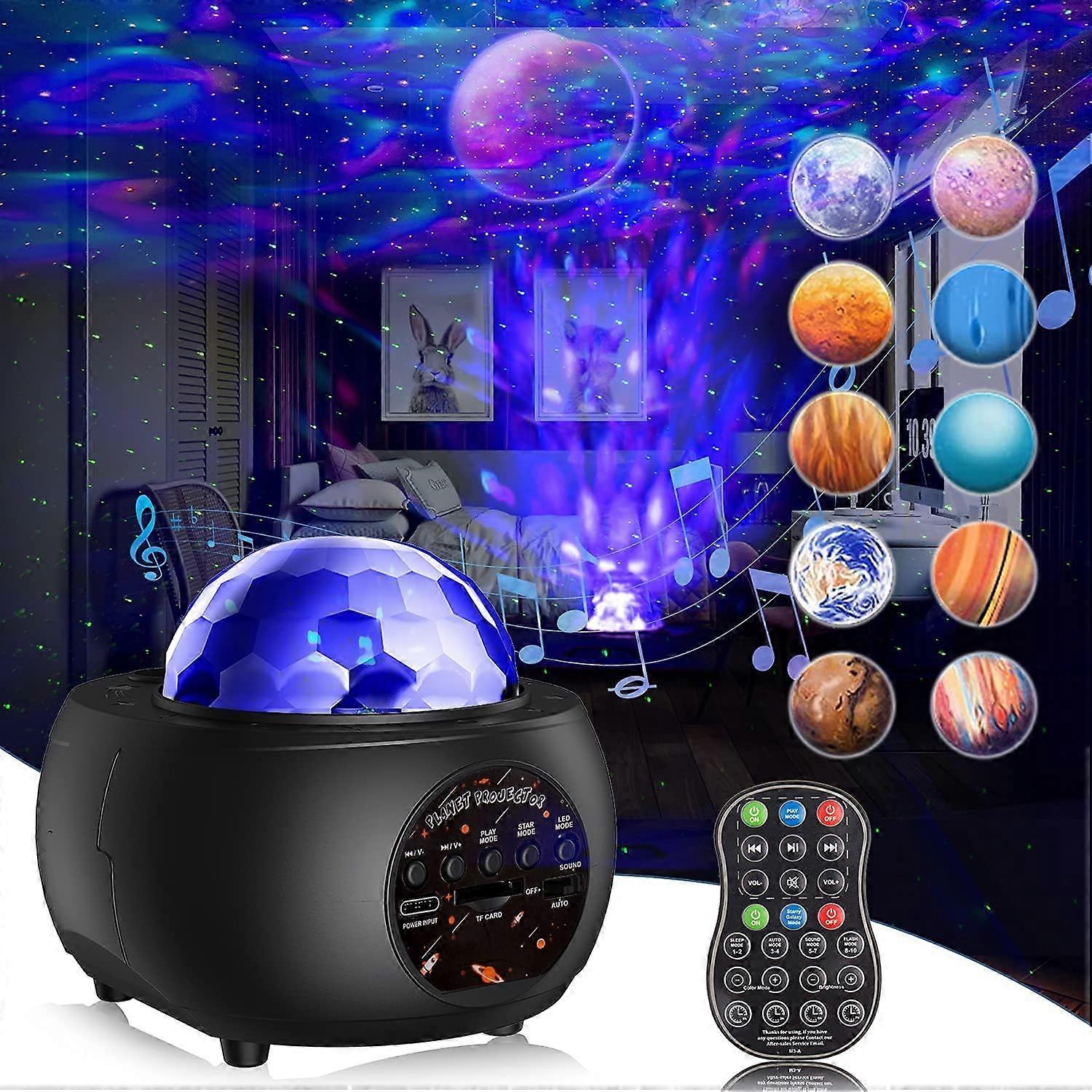 Star Projector Lamp, Star Sky Projector 32 Modes 10 Planets, Rechargeable Child Night Light Led Star Projector Lamp Adjustable Brightness Bluetooth Wi