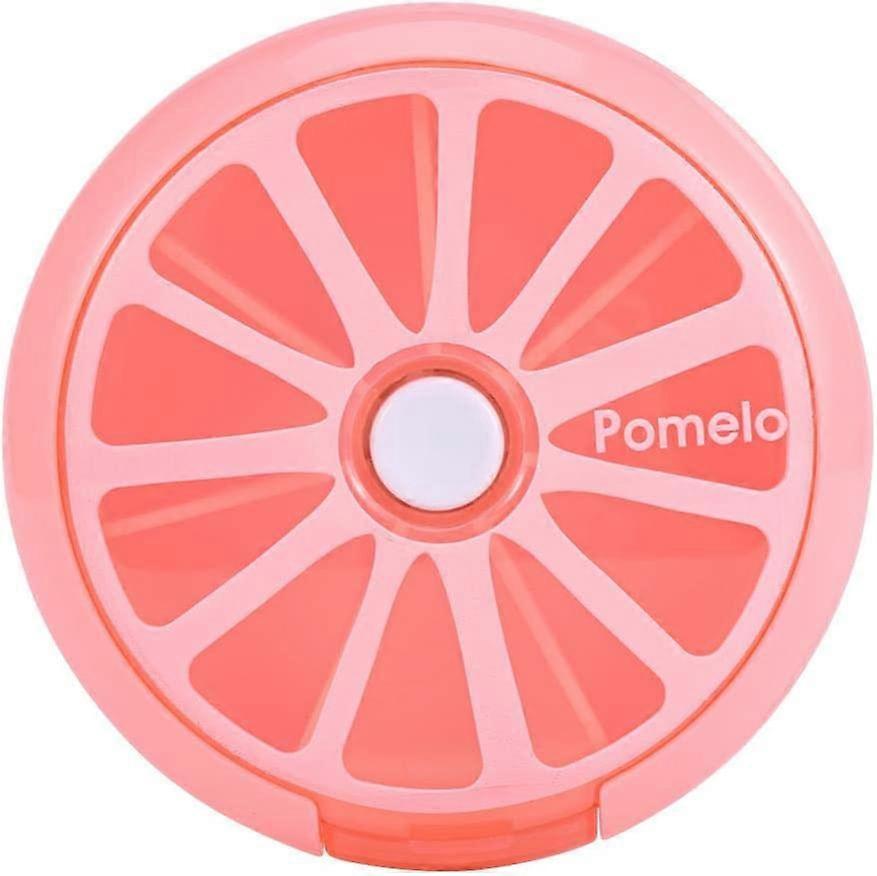1 Pcs Portable Mini 7 Day Circular Shape Rotary Fruit Style Pill Storage Case Box (Pink)