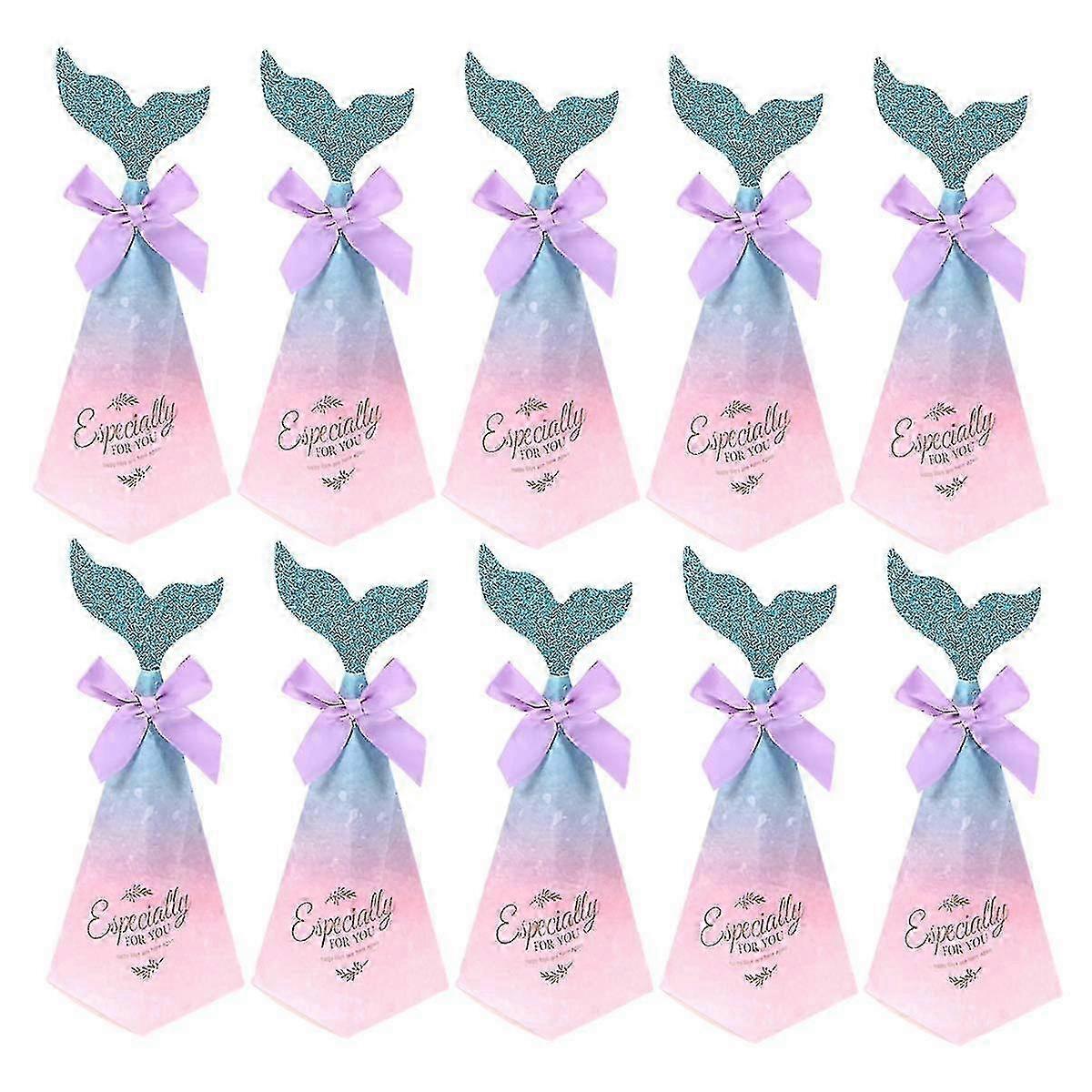 50pcs Crteative Mermaid Candy Boxes Triangle Pyramid Wedding Gift Boxes Party Supplies Chocolate Boxes (pink And Blue)