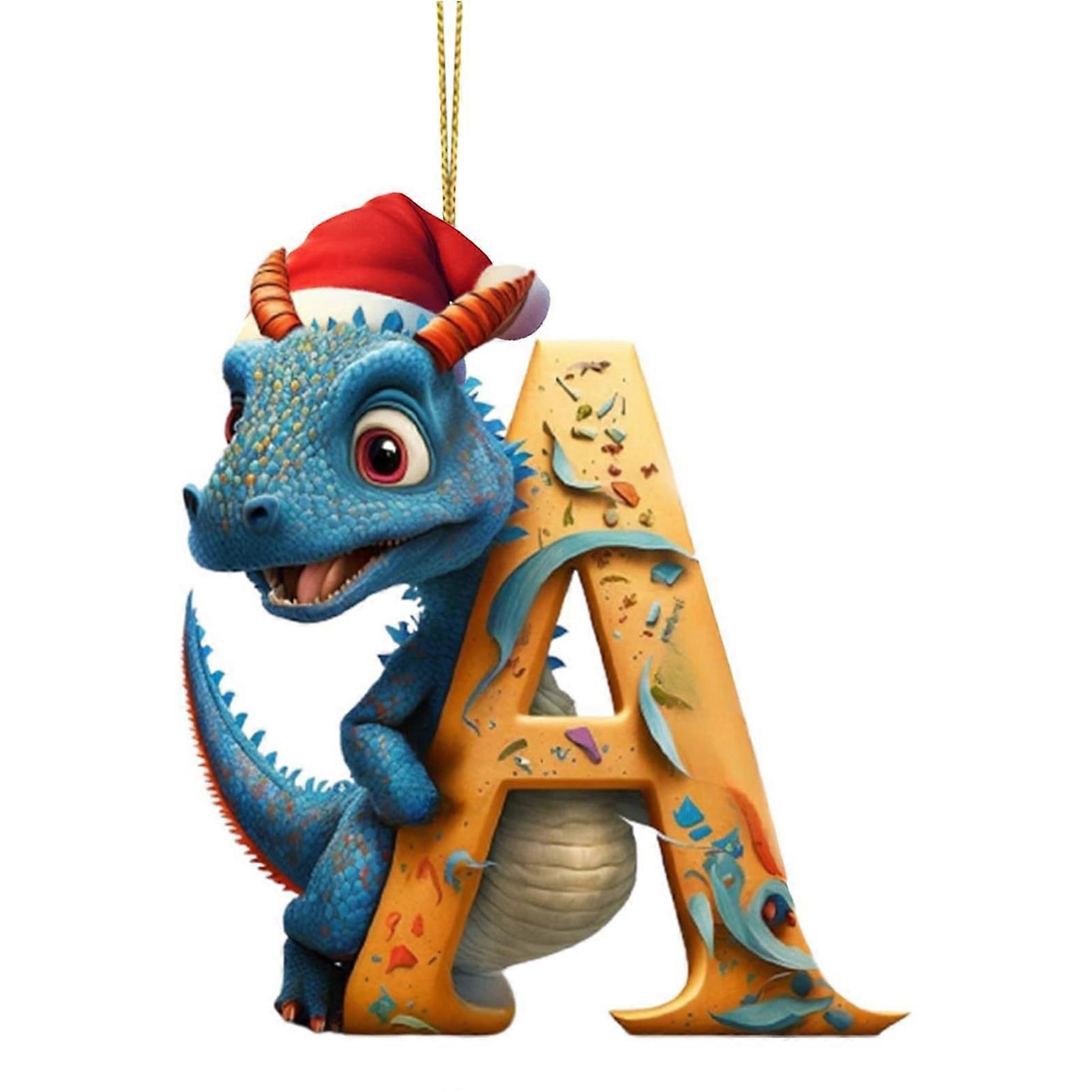 juletre anheng tegneserie dinosaur brev hjem vindu bil dekorasjon 2d flat hengende akryl ornament for tre ryggsekk