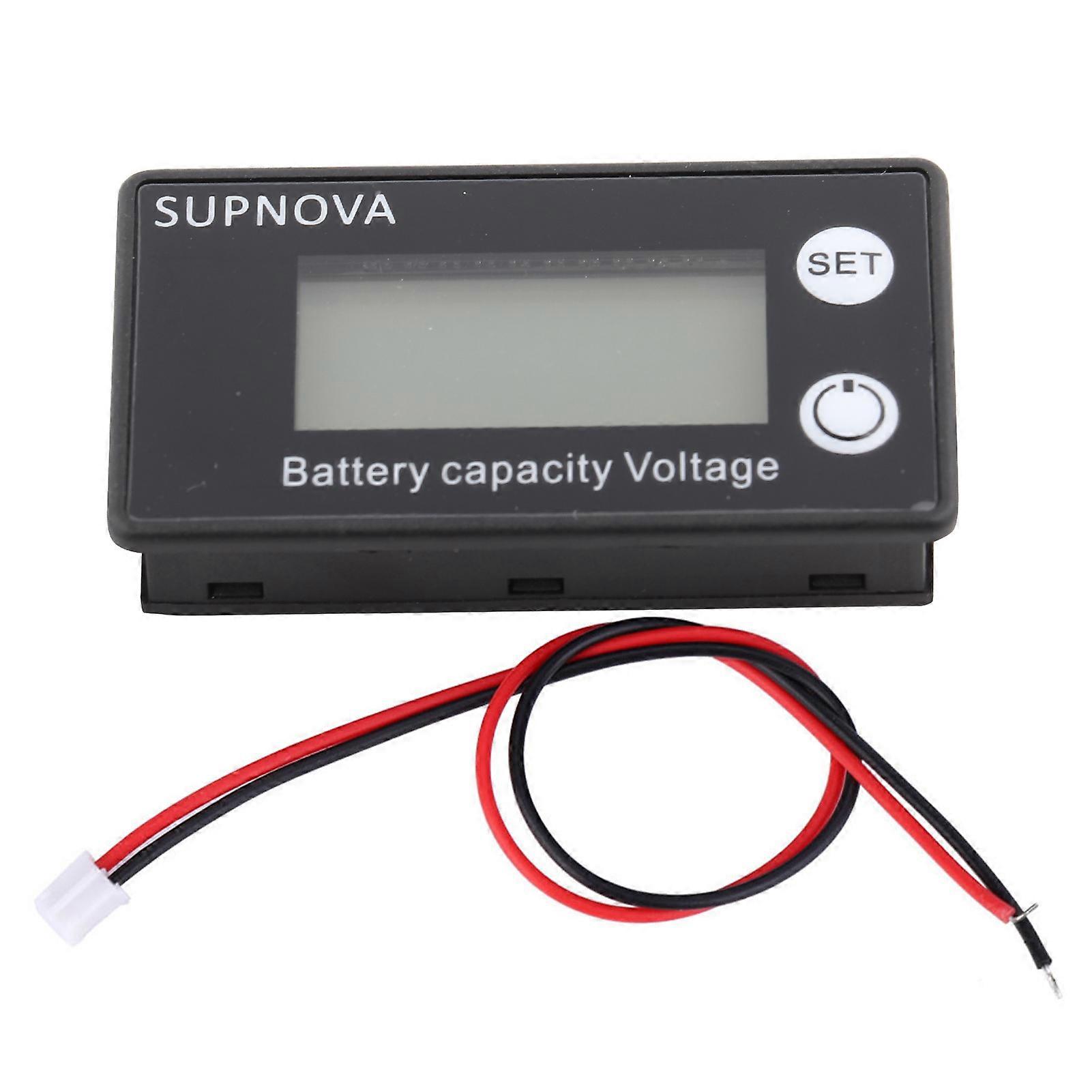 LCD 12V Battery Capacity Indicator Tester Lithium Battery Universal Digital Display Voltmeter(10-100V Blue  Temperature )