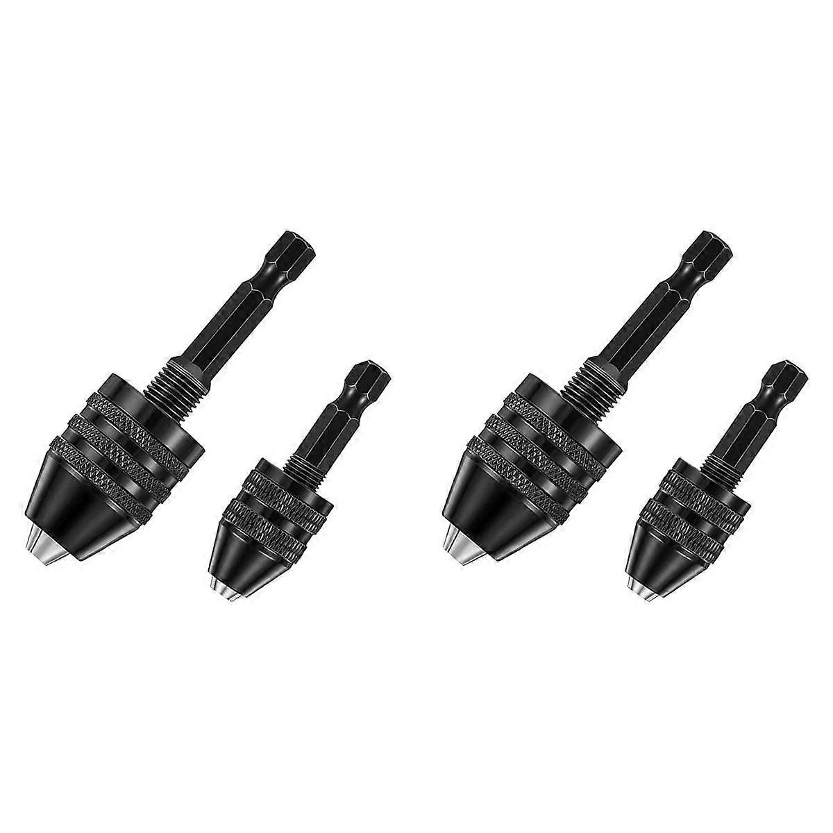4Pcs Hex Shank Keyless Drill Chuck, Screwdriver Converter Drill Adapter Quick Change Drill Bits Too