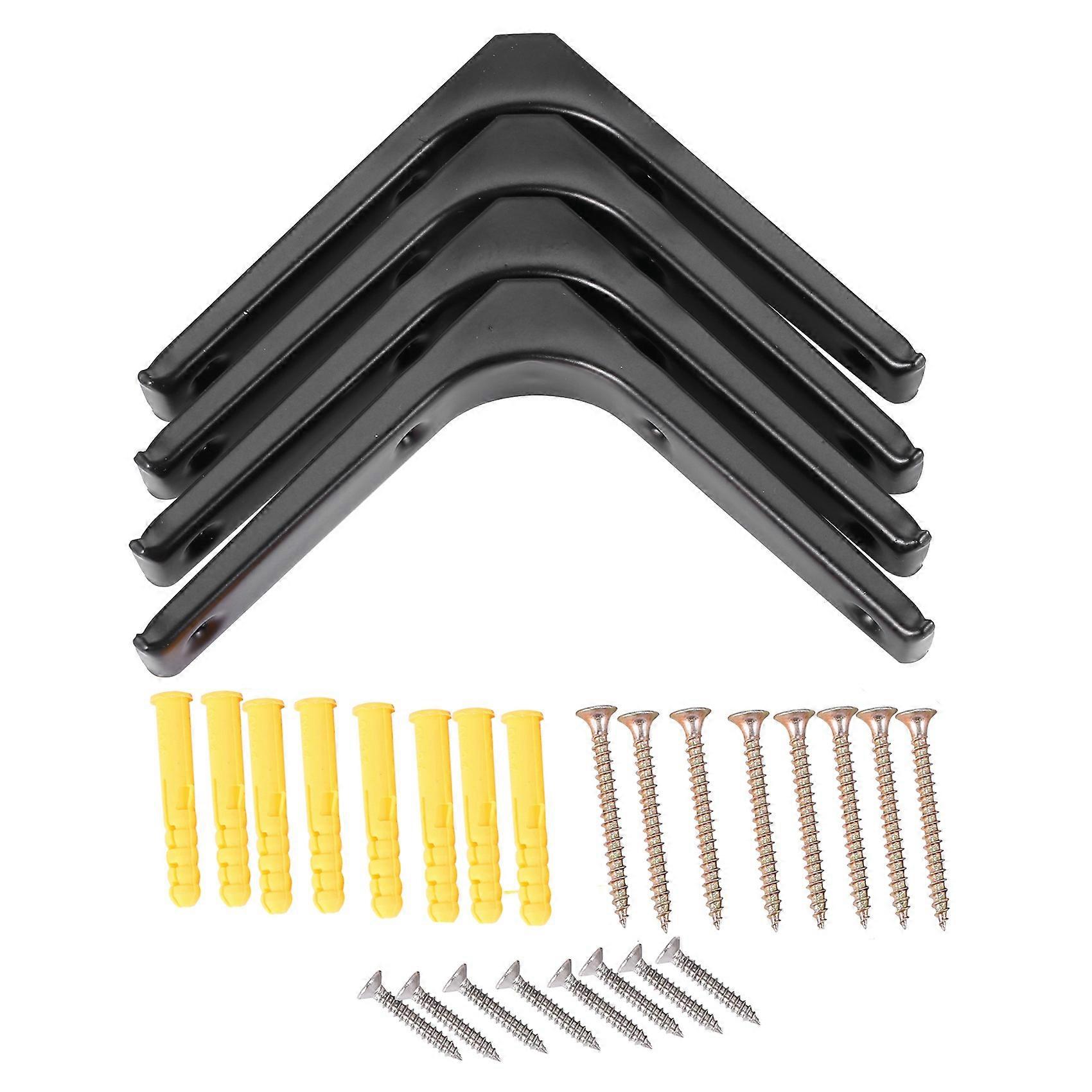 4 PCS Iron Wall Shelf Bracket, 4 x 4 Inch Heavy Duty Shelf Support Bracket Decorative Joint Angle B