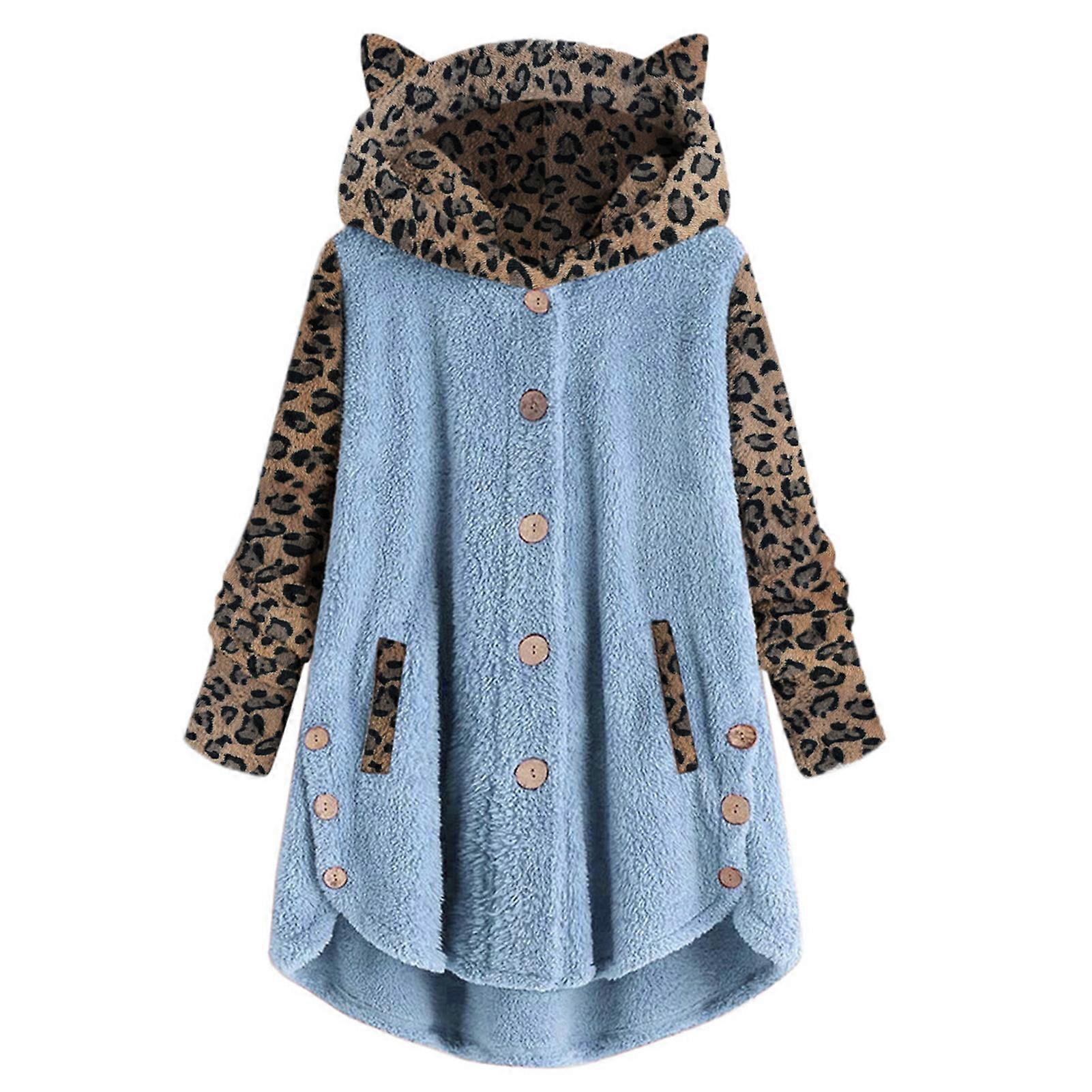 Women\'s Autumn and Winter Jacket Buttoned Long Sleeve Patchwork Tops for Shopping Camping Walking