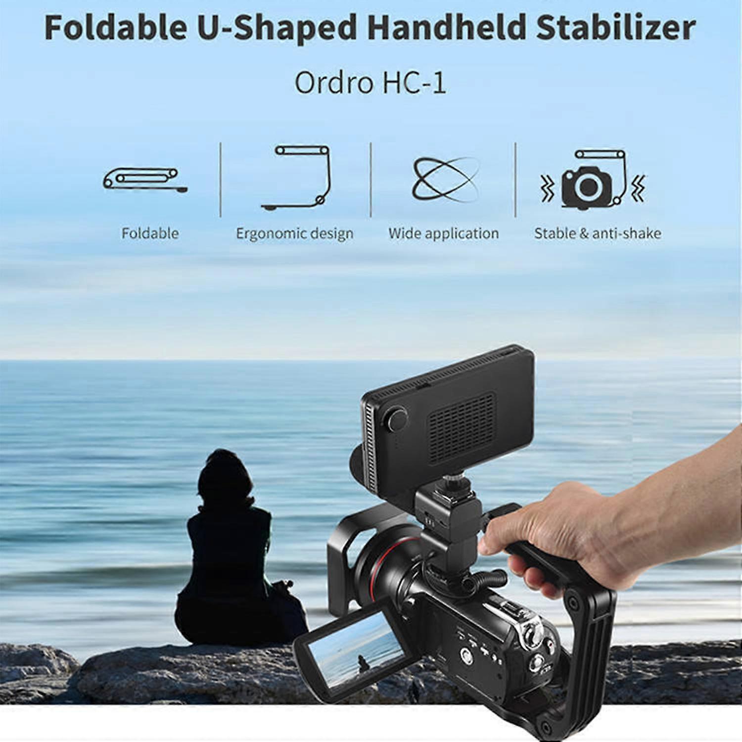 U-Shaped Stable Hand Grip Handheld Camera Stabilizer with Cold Shoe Mount for Dslr Camera Video Camera Foldable