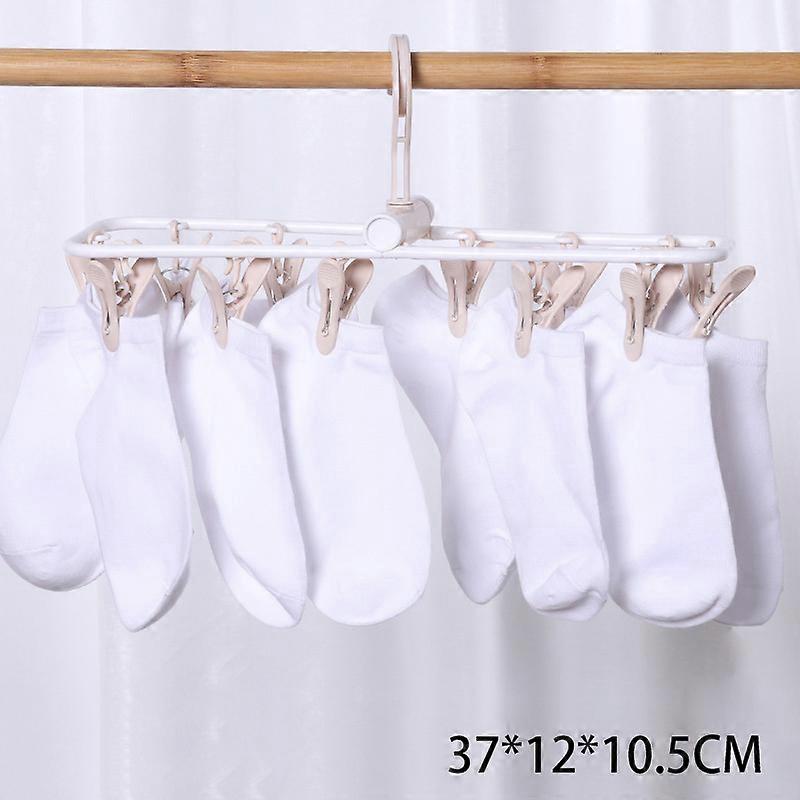 Home Drying Rack Socks Underwear Hanger Foldable Clothes Drying Rack with 12 Clothespins for Balcony