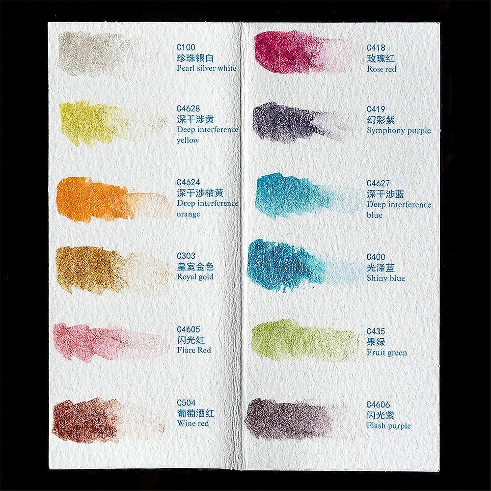 Paul Rubens 12/24 Glitter Water Color Paints Set with Portable Metal Case and Palette for Artists Beginners and Students