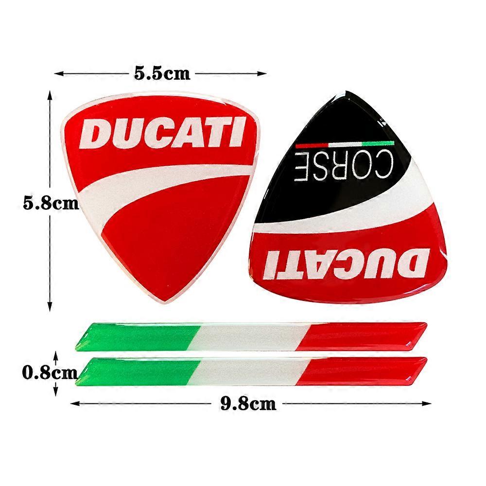 4-teiliges 3D Harz-Aufkleber-Set Für Motorrad & Helm – Kompatibel Mit Ducati Corse, UV-beständig