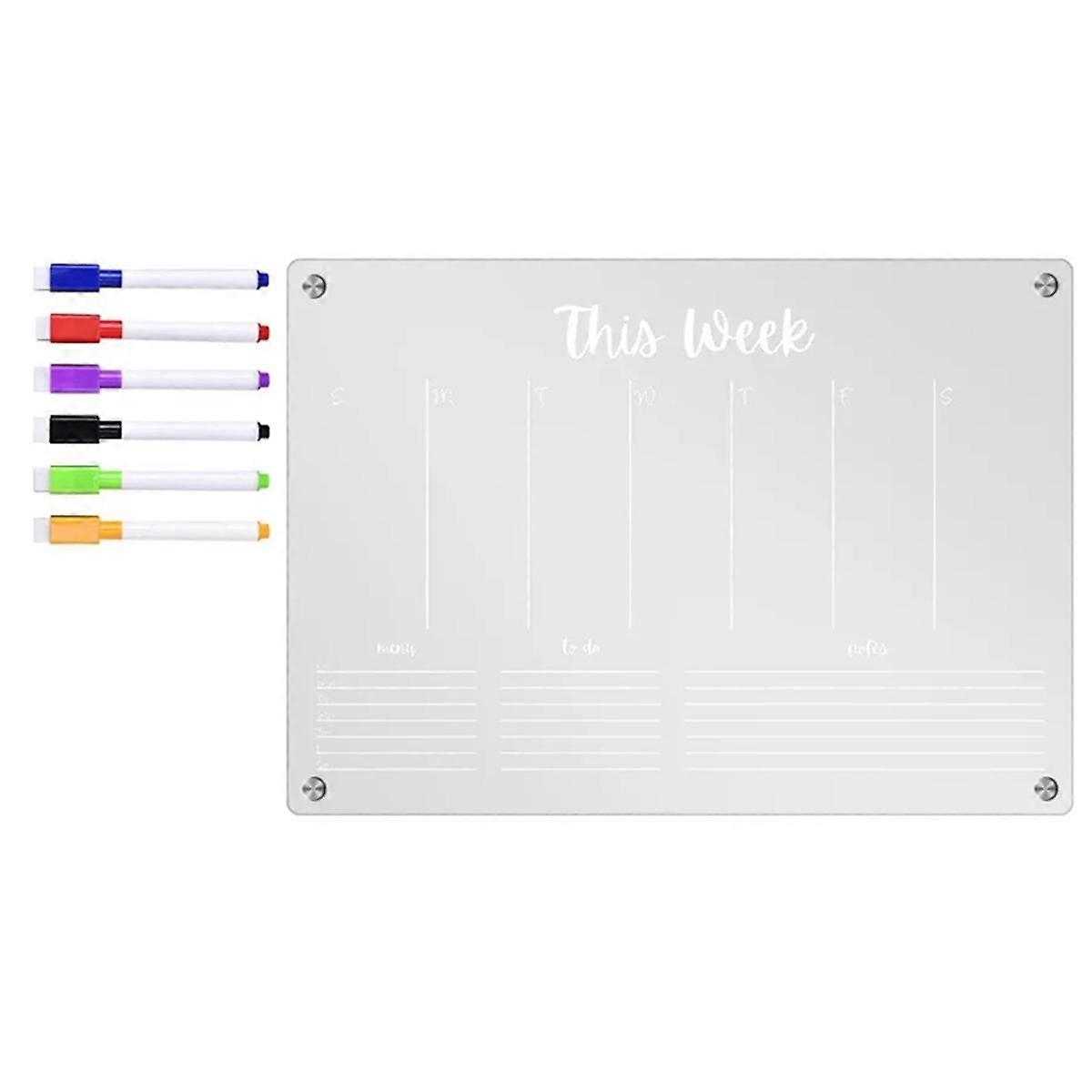 Planner Weekly Clear Magnetic Calendar Board Weekly Plan Notepad Magnetic Refrigerator Sticker, L-W