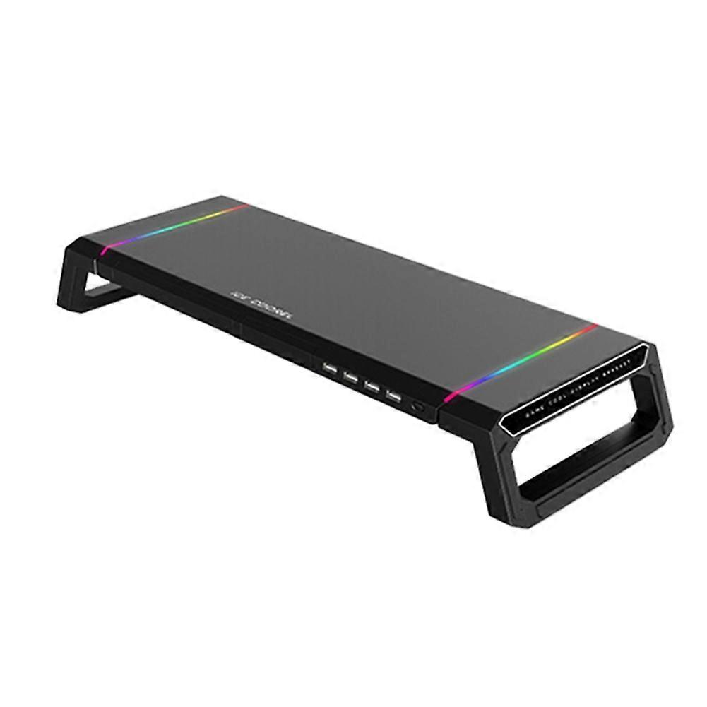 4USB Computer Monitor Stand Desktop Organizer PC Screen Laptop Desk Stand Mouse Keyboard Storage B