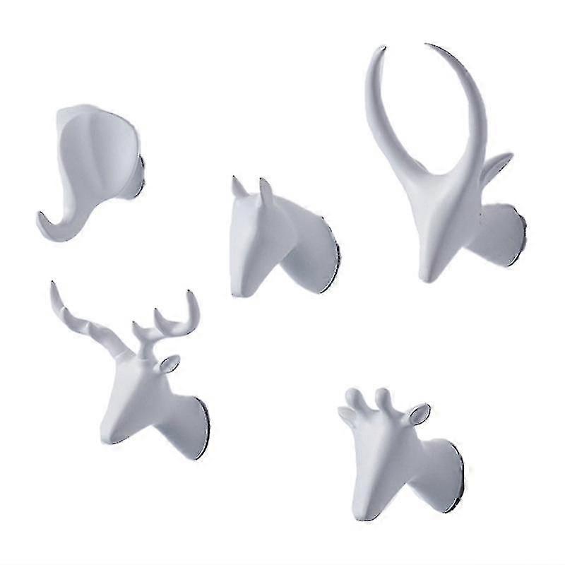 Resin Animal Head Hook, Children's Room Clothes Hook, White