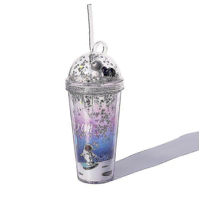 Beautiful Gift Space Cup Straw Cup Creative Plastic Cup Gift Water Cup 1pc