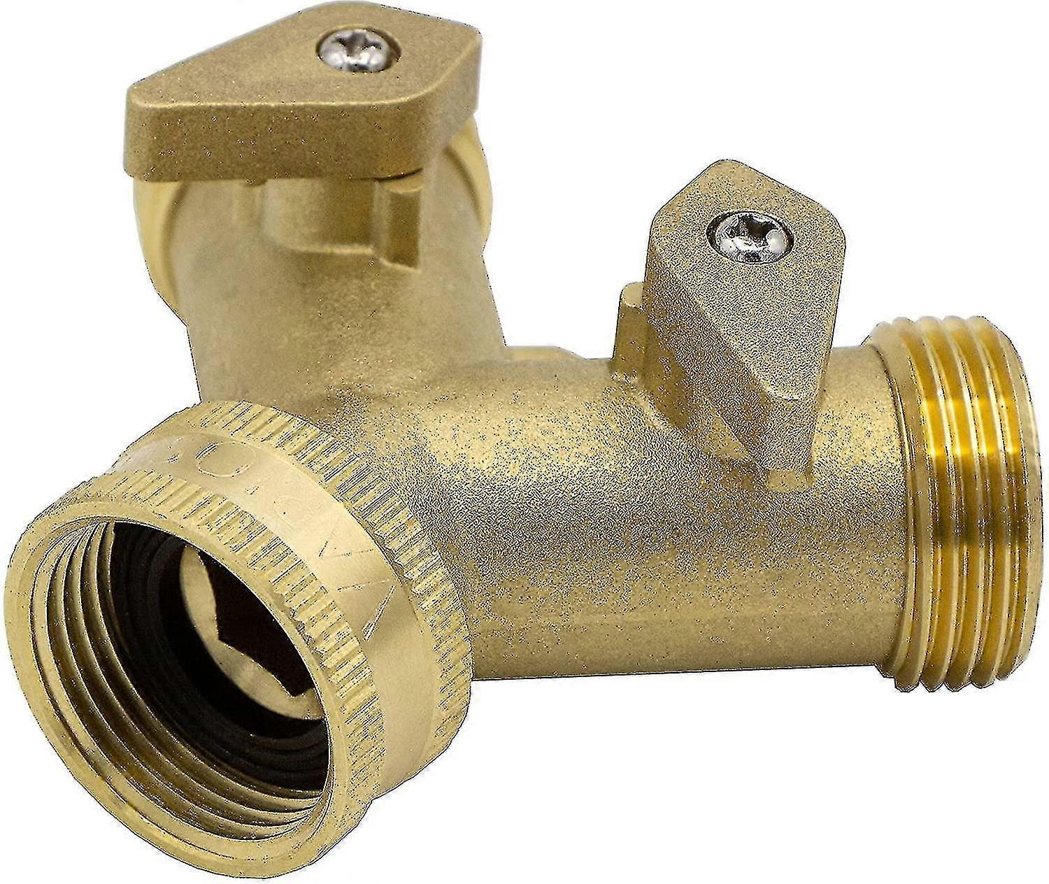 10964 2-way Y-distributor, 3/4" Male, Brass, With Shut-off Valves