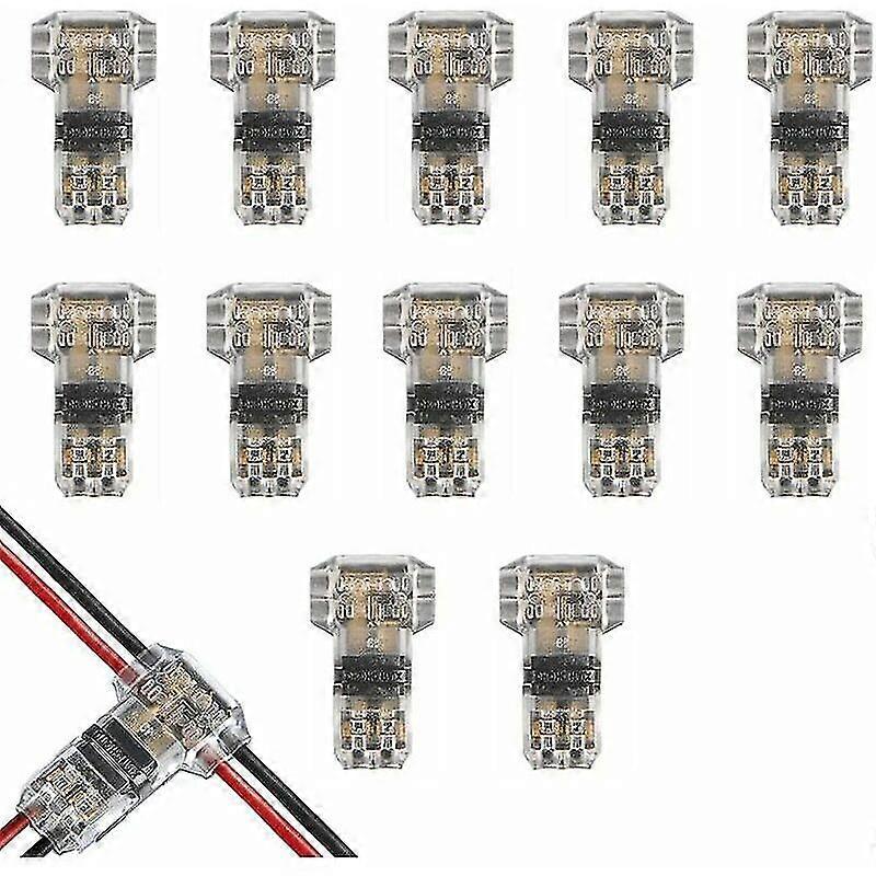 12pcs T-cable Connectors, 12v Waterproof 2-pin Electrical Wire Connector Low Voltage Connector For Temporary Power Connection / Audio / Video / Lighti