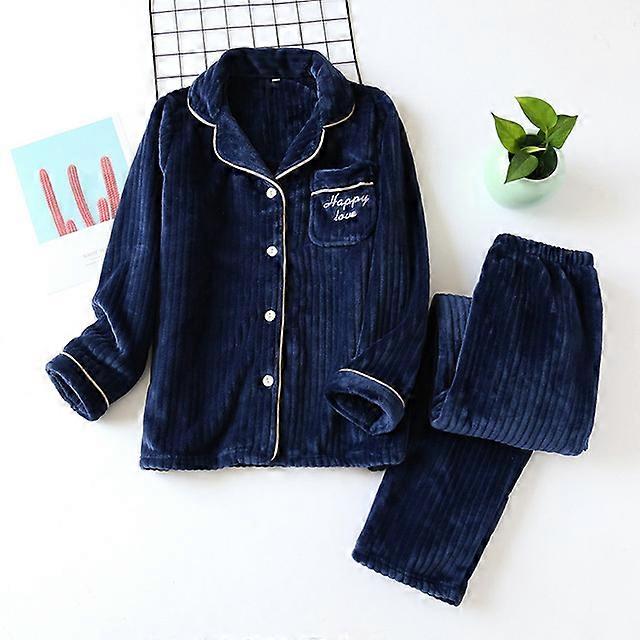 Par pyjamas Set Vinterflanell Tjock Varm Hemkläder