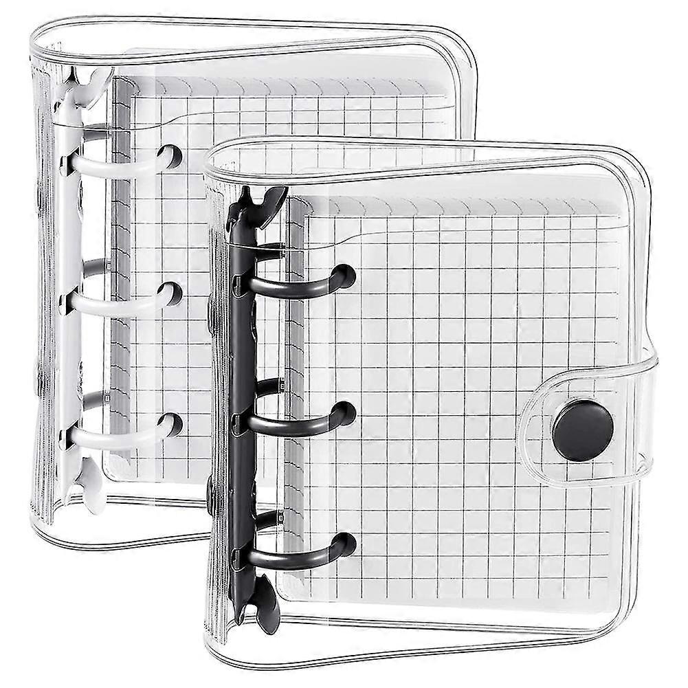 2 Sets Mini Clear 3 Ring Binder Covers With Binder Inner Paper Bag Clear Soft Pvc Notebook Closure