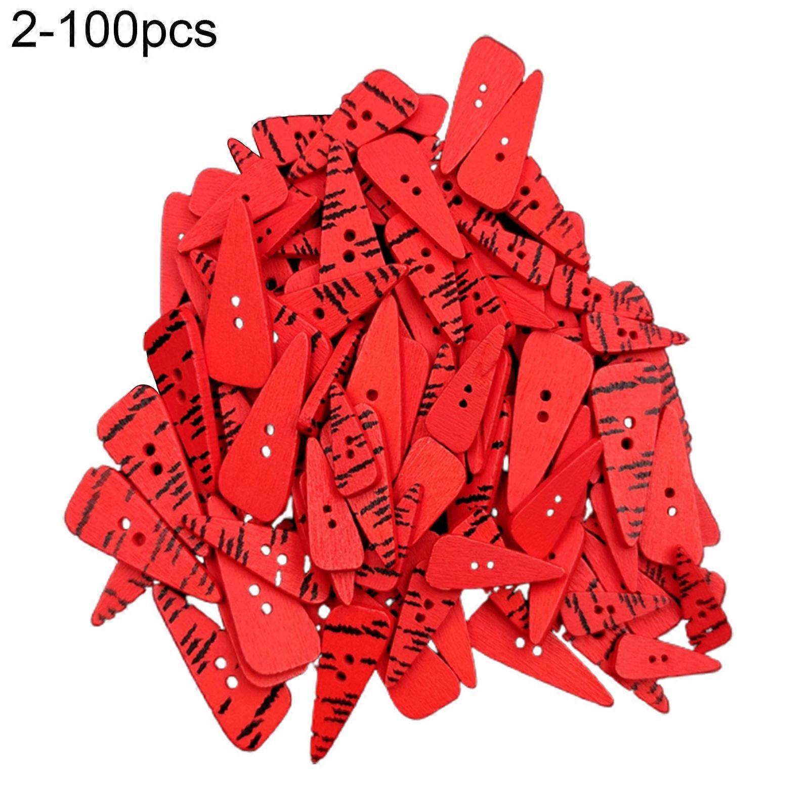 100Pcs/Bag Sewing Buttons Carrot Shaped Multi-Purpose Wooden Patches Crafting Buttons for Knitting