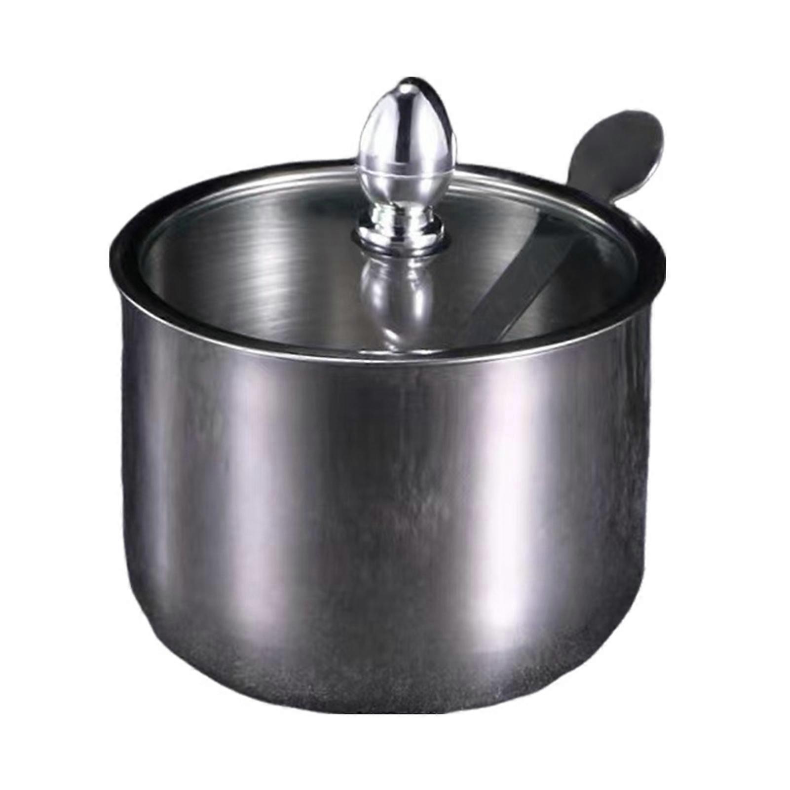 1/2/3Pcs Seasoning Jar Stainless Steel Sugar Container with Glass Lid And Spoon Kitchen Countertop Coffee Bar Sugar Bowl for Salt Spices Honey