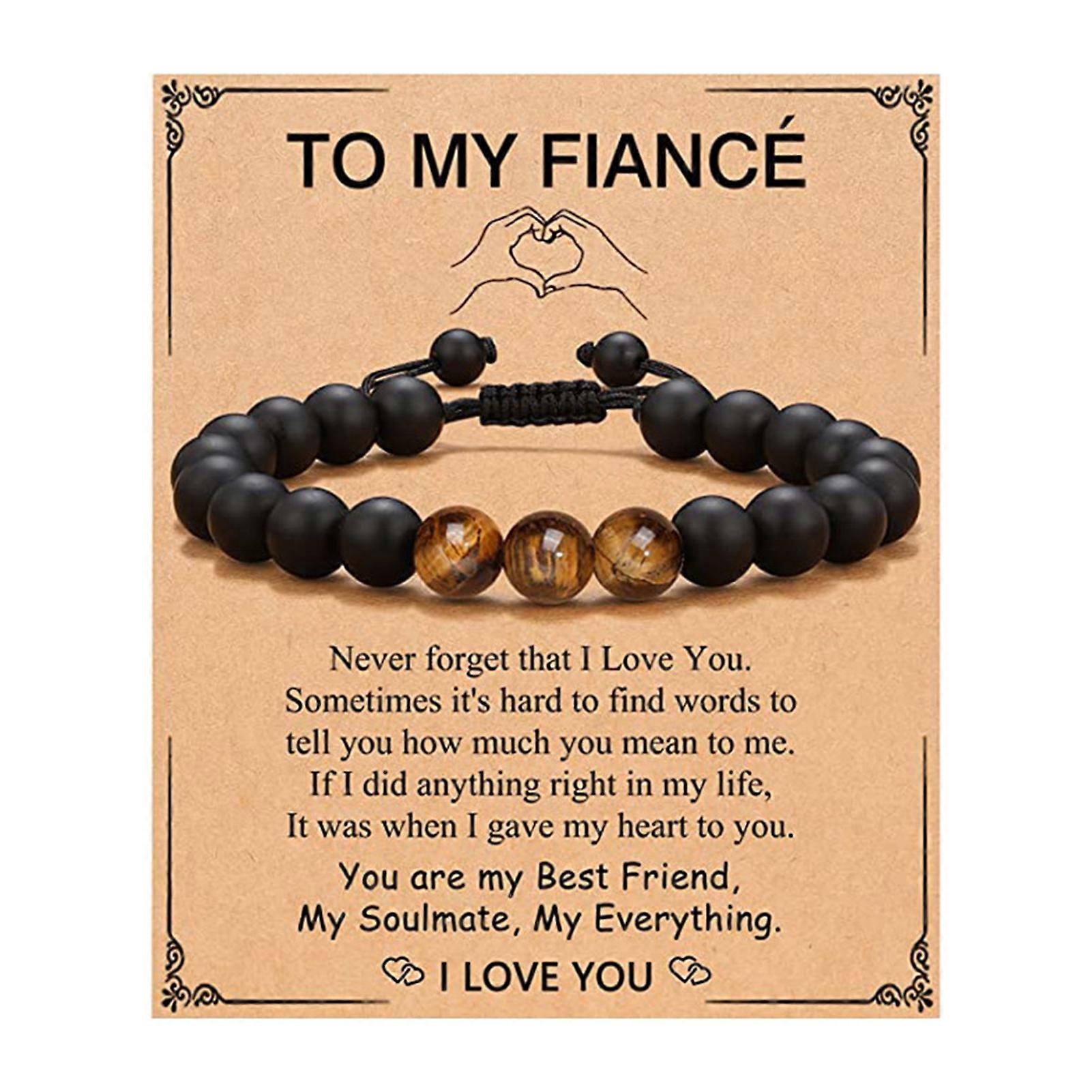 Beads Bracelet Natural Stone Matte Black Rock Elastic Bangle Adjustable Comfortable for Daughter/Granddaughter/Daughter-in-Law KAESI