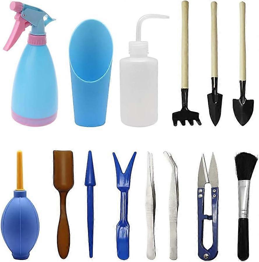Gardening Tool Kits, 14pcs Succulent Garden Mini Tools Kit, Gardening Tool Kit with Shears Scissors Mini Rake Bud & Leaf Trimmer