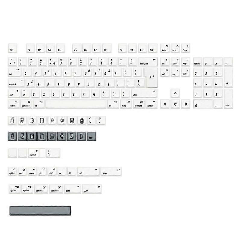 For MAC-ISO Cherry MX-Switches Mechanical Keyboard DIY White Keycap Set XDA